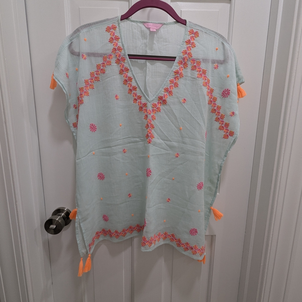 NWOT Lilly Pulitzer Embroidered Cotton Coverup Tunic Size S/M